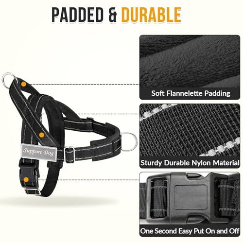 SlowTon No Pull Dog Harness - Heavy Duty Dog Harness and Leash Set for Medium Large Dogs, Reflective Tactical Harness with...