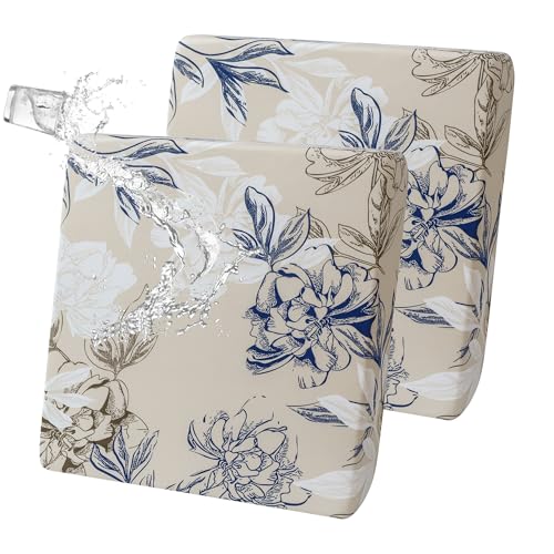 FORCHEER Ourdoor Cushion Covers 20X20 Waterproof Set of 2 Floral Printed Stretch Patio Chair Cushino Covers for Rattan Pat...