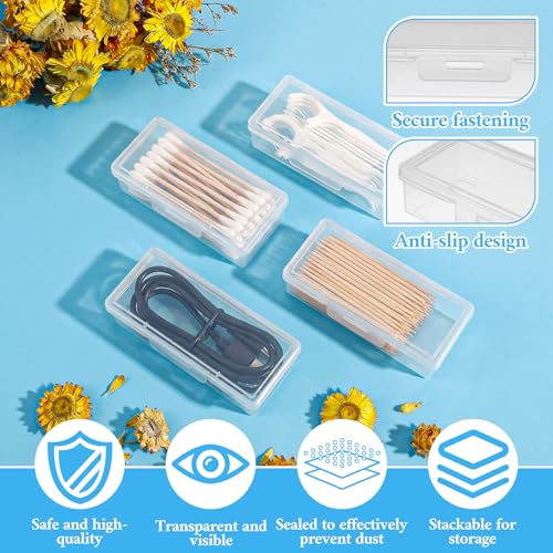 Cotton Swab Holder for Travel, 4 Pcs 4 × 2 × 1 inches Portable Small Clear Floss Holders Empty Cotton Ball Holders, Plasti...