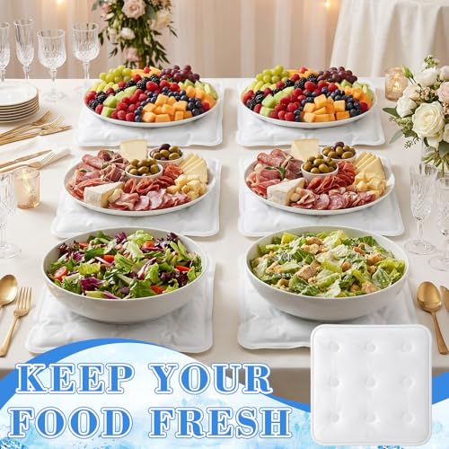 LemonRoad 6 Pcs Cooling Mat for Food Buffet Table, 9 x 9 Inches Reusable Freezable Ice Mat Cooling Serving Pads Chilled Se...