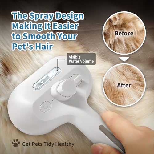 HeroKitty Dog Brush for Shedding, 3 in 1 Self Cleaning Steam Dog Brush - Anti-Static,Cat Steam Brush Removal Comb with Rel...
