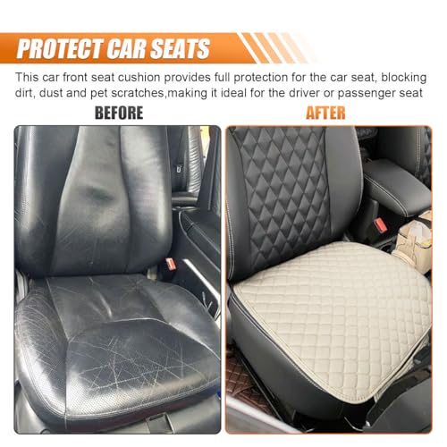 GAOLAOSY Car Seats Cover, Comfortable Linen Front Seat Cushion Pad with Storage Pocket, Breathable Anti-Slip Seat Protecto...