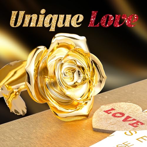Mikasol Gold Dipped Real 24K Gold Rose, 1 Pack Infinity Flower Decor Hand Dipped in 24K Romantic Rose Gifts for Women in H...