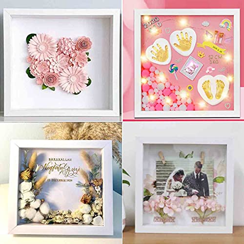 TouYinger 8x8 Shadow Box Frame Display Case with Letter Stickers, 3D Picture Frame, Display Case Box for Memorabilia, Baby...