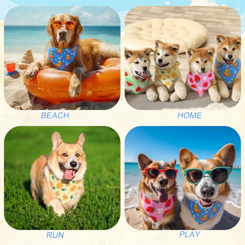 Abbylike 6 Pack Dog Cooling Bandana Summer Triangle Scarfs Bibs with Cute Fruit Pattern Instant Cooling Neck Wraps Breatha...