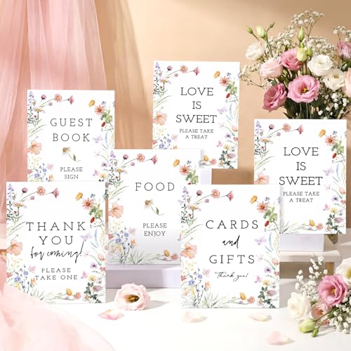 Yookeer 6 Pcs Wildflowers Wedding Table Decor Spring Floral Bridal Shower Thank You Centerpieces Party Supplies with Stand...