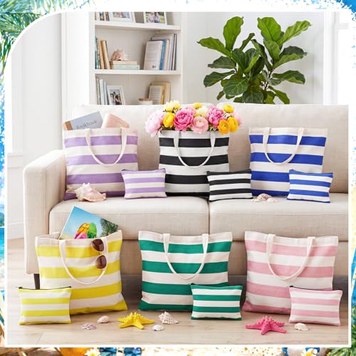 Aliceset 12 Pcs Beach Bags for Women Large Beach Tote with Makeup Bag for Travel 18.5 x 14.96 Inches Colourful Travel Bag ...