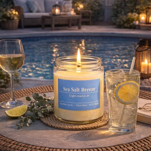 6 Pack Spring Summer Scented Candles Set for Women, Natural Non-Toxic Aromatherapy Candles with Lemon Verbena/Sea Salt Sce...