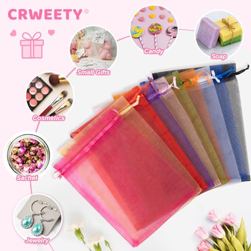 Crweety 50 Pcs Pink Organza Bags 3x4 In, Small Gift Bags Bulk for Jewelry Candy Soap Makeup Sachet, Cute Mini Mesh Gift Ba...