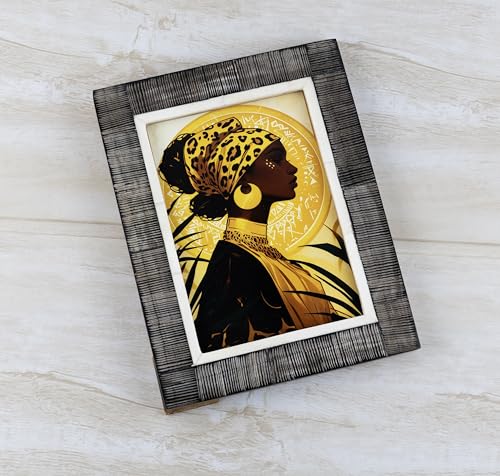 Lahumzco Horn and Bone Photo Frame 5x7 Inch – Black and White Decorative Picture Frame with Hand-Engraving Technique – Rus...