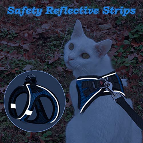 SALFSE Cat Harness and Leash for Walking Escape Proof, Adjustable Kitten Vest Harness Reflective Soft Mesh Puppy Harness f...