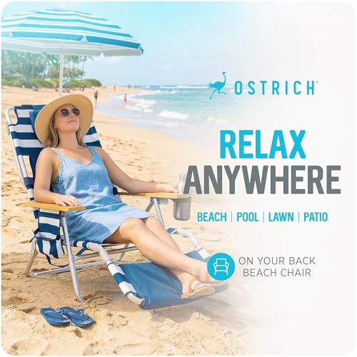 Ostrich the Deluxe 3N1 Lightweight Lawn Beach Reclining Lounge Chair with Footrest, Outdoor Furniture for Patio, Balcony, ...