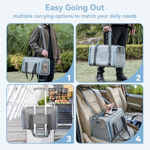 Petsfit Expandable Cat Carrier Dog Carriers,Airline Approved Soft-Sided Portable Pet Travel Washable Carrier for Kittens,P...