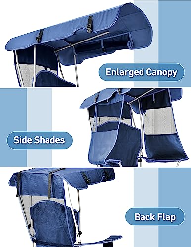 Docusvect Beach Chair with Canopy Shade, Folding Camping Chair with Canopy with Cup Holder, Side Pocket for Camp, Beach, T...