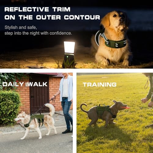 Dog Harness for Large Dogs Heavy Duty, Tactical No Pull Dog Harness with Molle System, Easy On and Off Service Dog Vest, B...