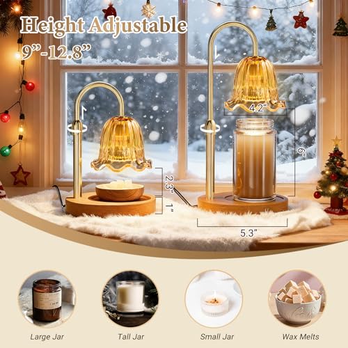 WarmEmbrace Candle Warmer Lamp with Timer Dimmable Light & Adjustable Height, Birthday Gifts for Women Mom Girl,House Warm...