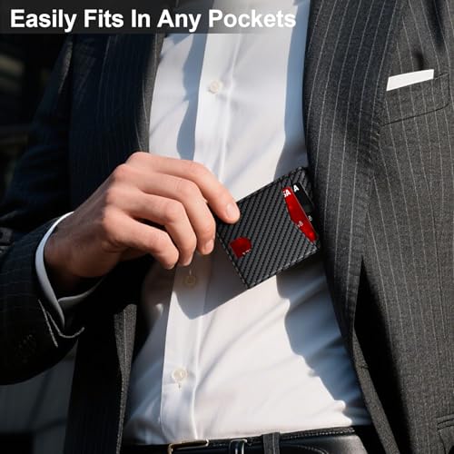 Wallet for Men Slim RFID Blocking Leather Credit Card Holder Wallet for 14 Cards, Bifold Minimalist Thin Wallet with 2 ID ...