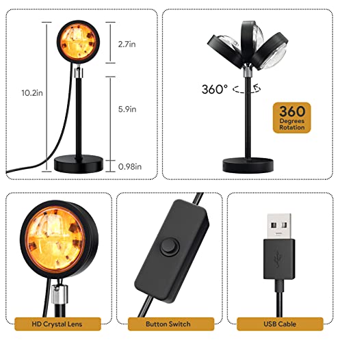 Bavcieu Sunset Lamp Projection Led Lights with Remote, Multicolor Night Light 360° Rotation Rainbow Lights 4 Modes Setting...