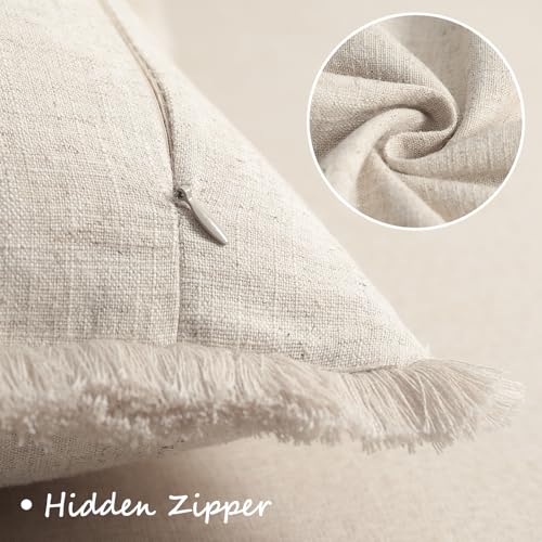 ZWJD Pillow Covers 20x20 Set of 2 Throw Pillow Covers with Fringe Chic Cotton Euro Shams Square Cushion Covers for Couch S...