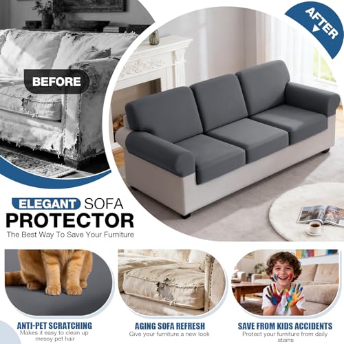 TAOCOCO Couch Cushion Covers 3 Pieces Stretch Couch Covers for 3 Cushion Couch, Sofa Seat Covers Soft Washable Furniture P...