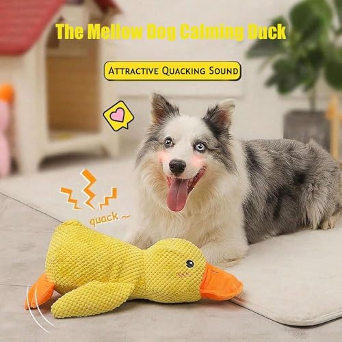 Mellow Dog Calming Duck, 2025 New Yellow Duck Dog Toy, The Mellow Ducks Calming Pillow, Dogs Ducks Toy with Quacking Sound...