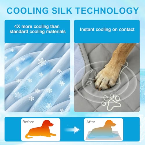BEAUTYZOO Dog Cooling Mat for Large Dogs 47"x28" – Upgraded Thick Cooling Mat for Dogs with Chill Cool Fiber Q-Max>0.43 – ...
