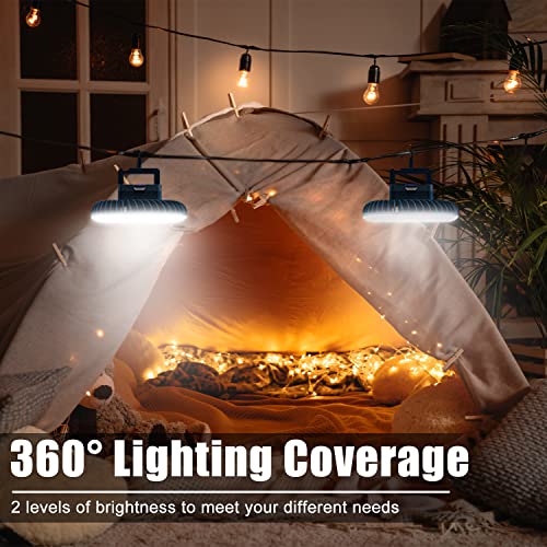 Portable Camping Fan with LED Lantern XTAUTO USB Rechargeable Waterproof Tent Fan with Hanging Hook Magnet Survival Kits f...