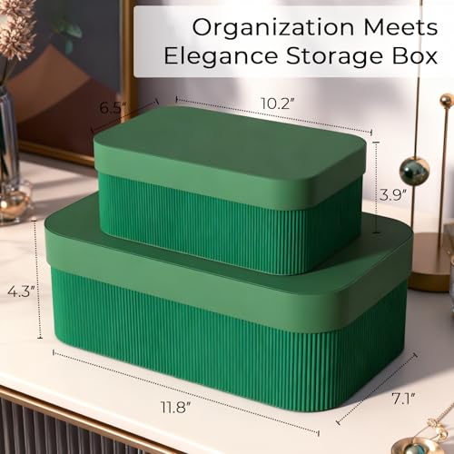 Decorative Storage Boxes with Lid - Multi-Purpose Cardboard Organizer Bins for Your Home Decor, Set of 2 Decorative Contai...