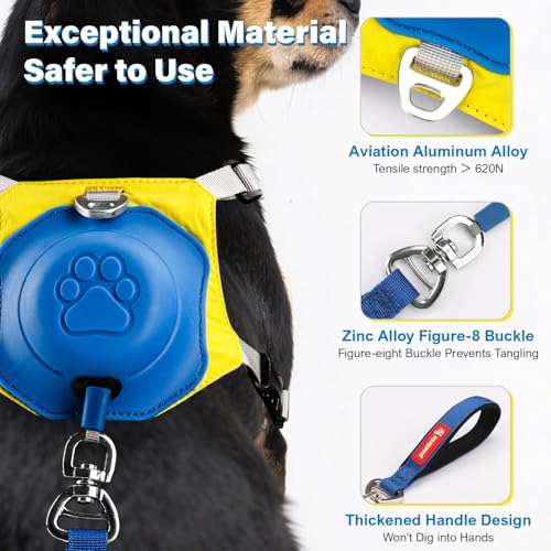 paatata No Pull Dog Harness, 2 in 1 Retractable Harness with Auto-Lock, Reflective Breathable Mesh and Handle, Adjustable ...