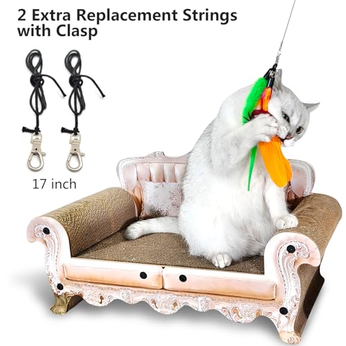 miwoowim Cat Toys Interactive for Indoor Cats, 2PCS Ultra-Long Teaser(50"+38")+9PCS Da Bird Feather Refills, Fishing Pole ...