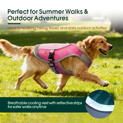 Kuoser Dog Cooling Vest for Dogs, Lightweight Dog Cooling Harness Shirt with Reflective Stripe, Breathable Mesh Cooler Jac...