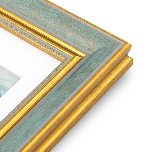 Golden State Art, 8.5x11 Ornate Picture Frame With White Mat for 6x8 Photo or Display 8.5 x 11 Print without Mat Color Dis...