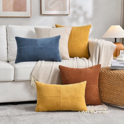 Fancy Homi 2 Packs Rust Boho Decorative Throw Pillow Covers 18x18 Inch for Couch Bed Sofa, Farmhouse Fall Home Decor, Soft...