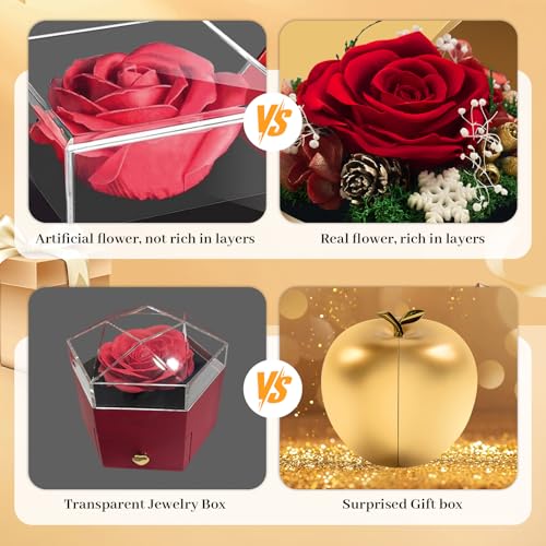 Tyvouflo Preserved Roses Forever Flowers Mother's Day Heart Necklace Gifts for Birthday Mom Her Wife Girlfriend Grandma on...