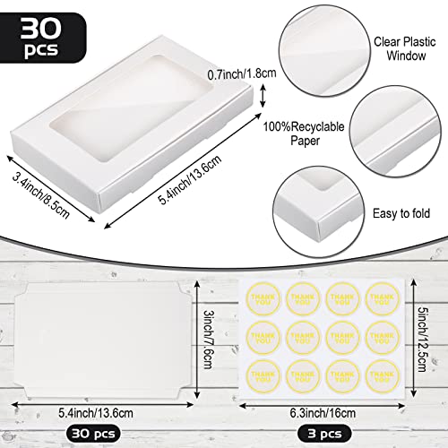 Crtiin 30 Pcs Jewelry Packaging Boxes 5.4"x3.4"x0.7" Cardboard Necklace Gift Boxes Bulk with Clear Window, Display Card an...
