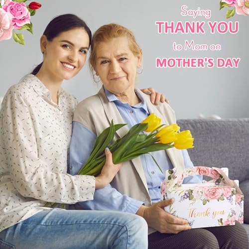 Xinnun 50 Pcs Thank You Treat Boxes Thanksgiving Floral Gift Box Wedding Party Favors Boxes Employee Appreciation Gifts Bo...