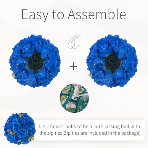 Inweder Blue Flowers Balls for Centerpieces: 10 PCS 11.8" Diam Flower Centerpieces for Tables in Wedding Reception Decorat...