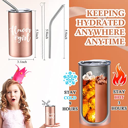Yilloog 20 Pcs Flower Girl Proposal Gifts Box Set Water Bottle Tumbler Round Glasses Necklace Pearl Bracelet Will You Be M...