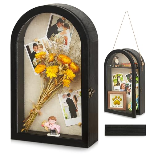 DGWJSU Shadow Box Frame 10x16 Large Shadow Boxes Display Cases with Linen Back and Removable Shelves, Picture Frame Weddin...