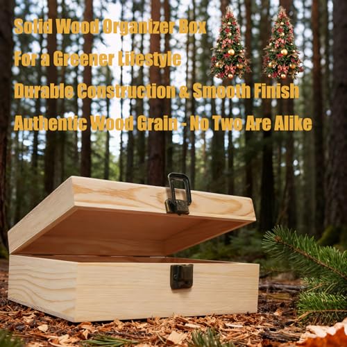 LuckyZoo77 Wooden Box 8.26x6x3 Inch – Small Natural Wood Box for Crafts and Storage, Unfinished Wood Box for DIY Decoratio...