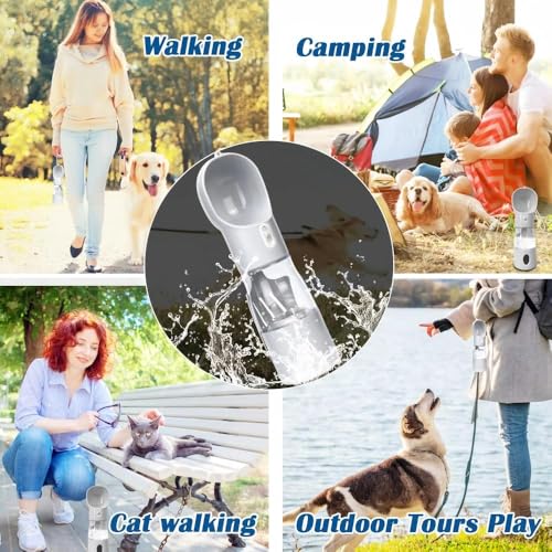 4-in-1 Dog Water Bottle for Walking & Travel – Leakproof Portable Pet Water Dispenser with Bowl, Poop Bag Holder & Shovel...
