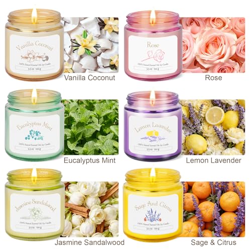 6 Pack Candles for Home Scented | Aromatherapy Candles Gift for Women,Soy Wax Long Lasting Jar Candles Gift Set for Women ...