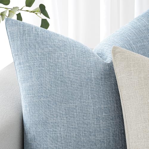 MIULEE Pack of 2 Decorative Linen Burlap Textured Pillow Covers Farmhouse Boho Accent Pillowcases Spring Coastal Home Deco...