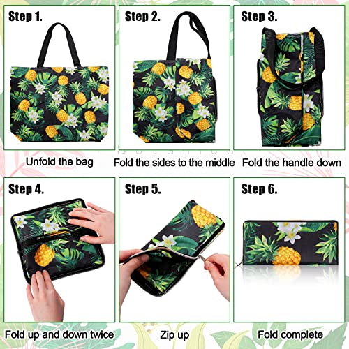 Cunno 8-pack Summer Beach Tote Bags, Waterproof Sandproof Reusable Shopping & Groceries Bags with Zipper Foldable Pocket-s...
