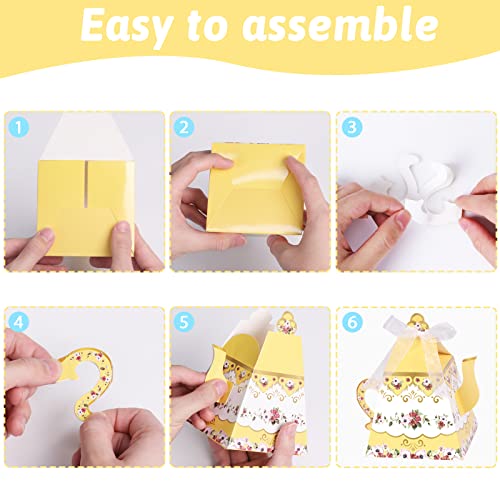 24Pcs Flower Tea Party Favor Gift Boxes Mini Teapot Candy Box Theme Tea Pot Party Decorations for Wedding Birthday Baby Sh...