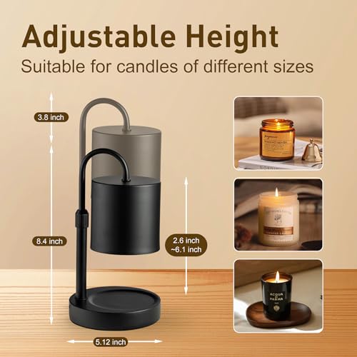 Briever Dimmable Candle Warmer Lamp with Timer, Height Adjustable Electric Candle Wax Warmer, Christmas Birthday Gifts for...