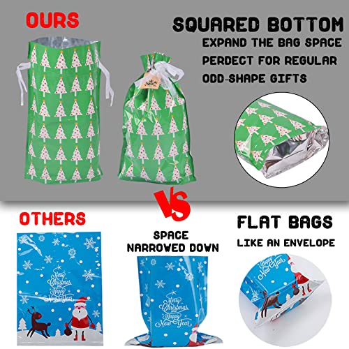 Christmas Gift Bags Assorted Sizes, 22pcs Drawstrings Christmas Bags For Gifts, Presents Wrapping Bags Favor Goody Bags Re...