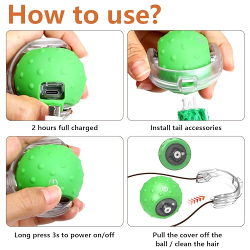 Giociv Interactive Cat Toys for Bored Cats, with Chirping, Centipede Motion Wake-up Super Motor Cat Ball on Rug