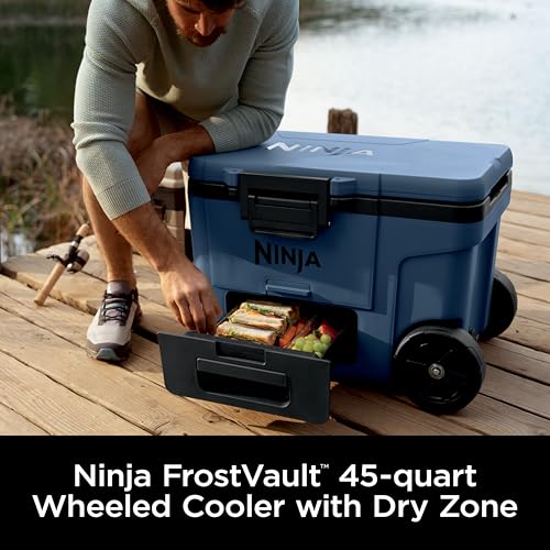 Ninja | Cooler | FrostVault 45QT Cooler with Wheels | Insulated with Temp Dry Storage Drawer | Keeps Ice Cold for Days | f...