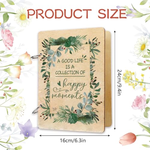SUPERDANT Happy Moments Greeting Card Organizer Birthday Gift Card Holder Green Leaves Cards Keeper Storage Keepsake Book ...